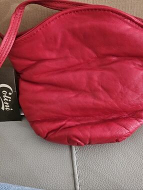 Red Mini Shoulder Bag,soft Lambskin Leather,8.5x7.5 NWT $10